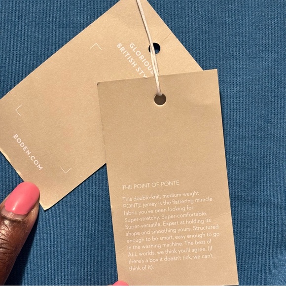 NWT Boden | Jessica Ponte Midi Sheath Tie Waist Dress  Agean Blue | size 4 - Picture 13 of 16